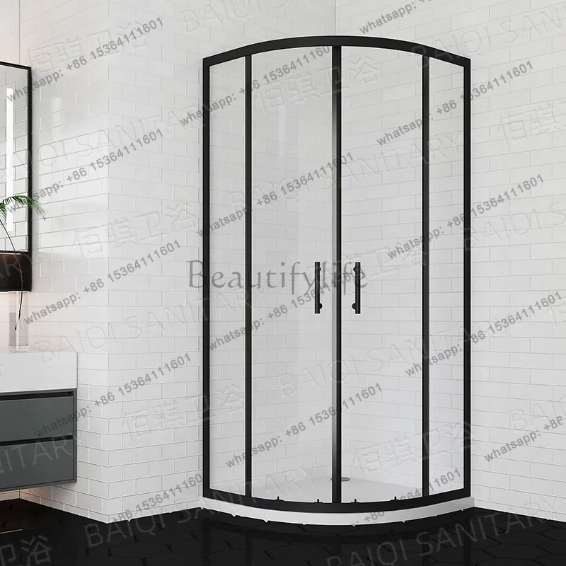 

Curved shower room partition glass bathroom partition fan shower room