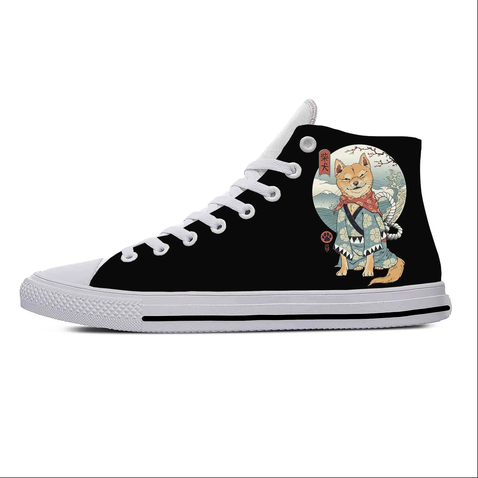 Hot Japanese Anime Cartoon Manga Samurai Shiba Inu Casual Shoes Lightweight High Top Breathable Board Shoes Men Women Sneakers