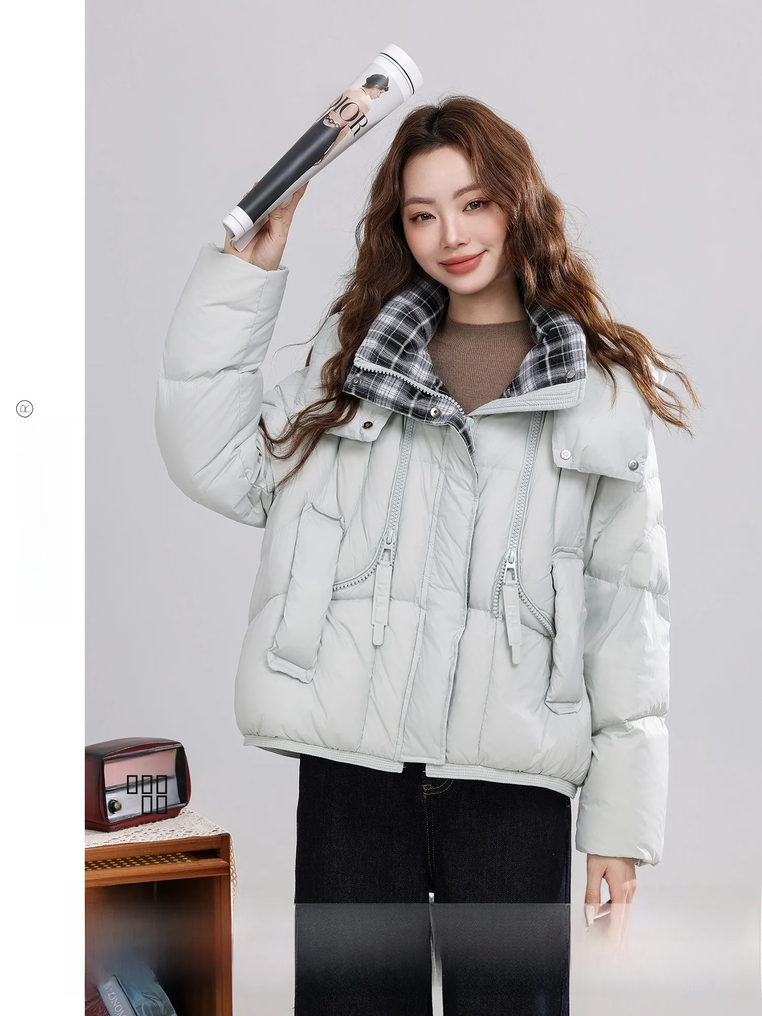 

Ретро-куртка-пуховик женская повседневная с капюшоном и воротником-стойкой, универсальная верхняя одежда из утолщенной нейлоновой ткани на молнии