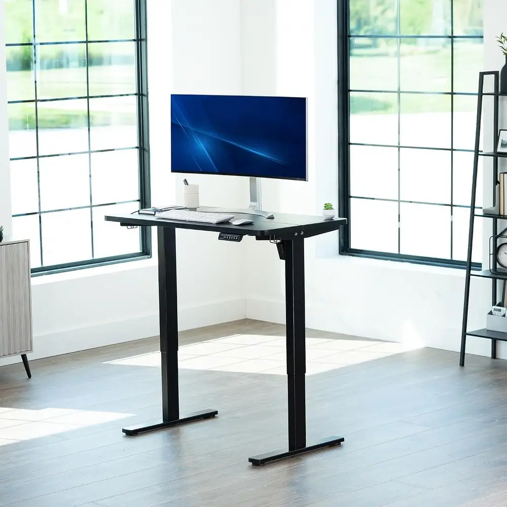 Electric 43 x 24 in Standing Desk, Memory Height Adjusent, 1B Series, Holds 220 lbs, Black Top, Black e, DESK-1B4B