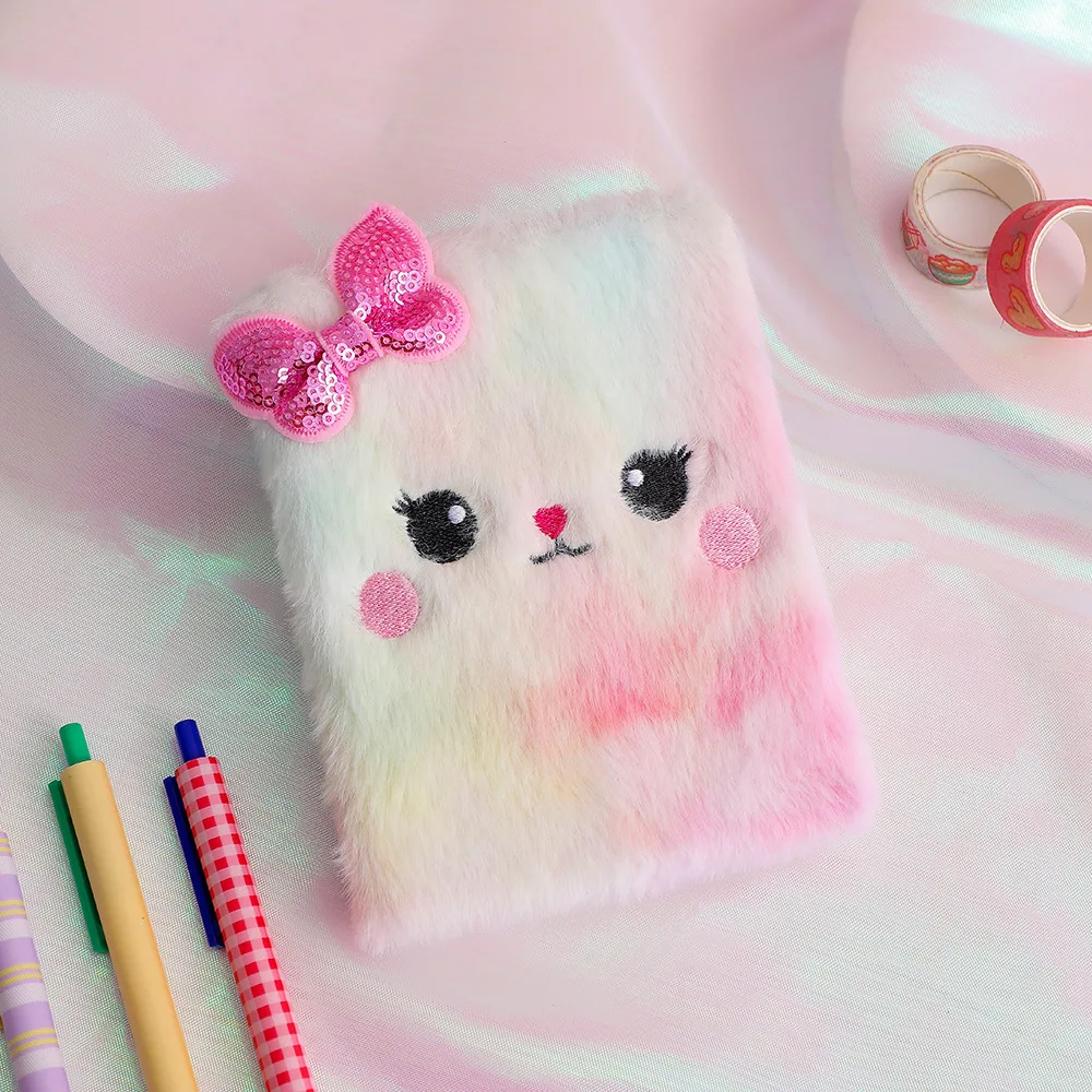 Cartoon Cat Small Diary Book Girl Cute Plush Note Book Student Hand Ledger Birthday Gift Notebook Girl