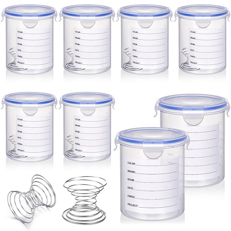 8 Sets Paint Container Set With Stainless Steel Mixing Ball Touch Up Paint Cups With Lids Paint Storage Containers Kit (800 ML)