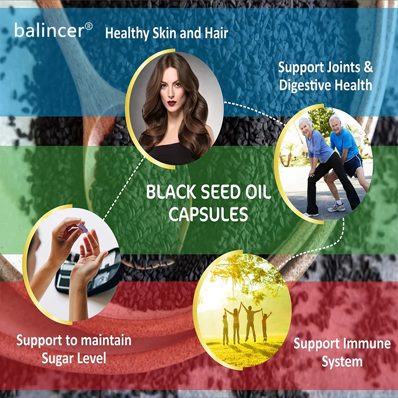 Balincer Premium Black Seed Oil 120 Capsules - Support Overall Health | Immune System Support - |Non-GMO, Gluten-Free Supplement