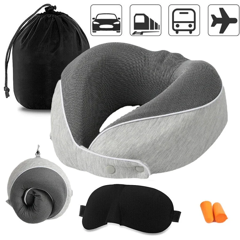 U자형 메모리 폼 베개, 여행용 목 지지대, 부드러운 머리 받침, 자동차 비행기 쿠션, 헬스케어 침구 액세서리