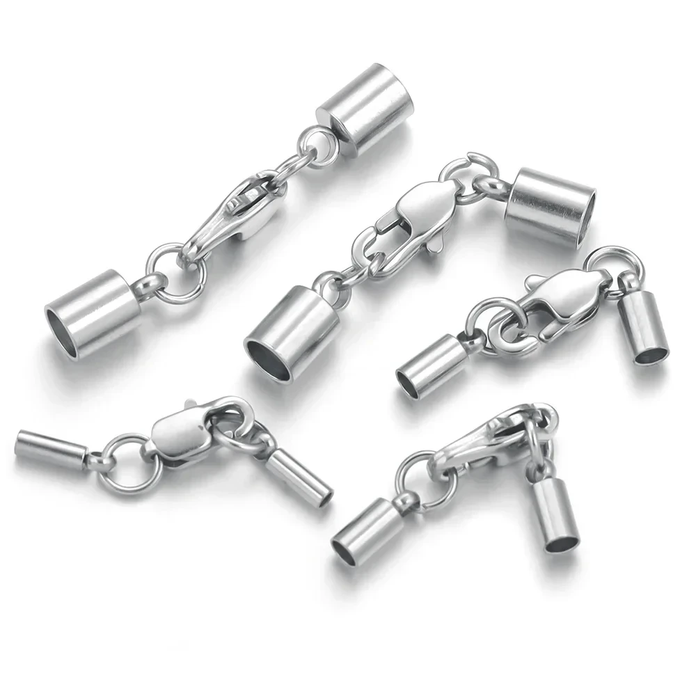 5pcs Stainless Steel Leather Cords Lobster Clasps Hooks Connectors For Jewelry Making Findings Supplies Accessories Parts Bulk
