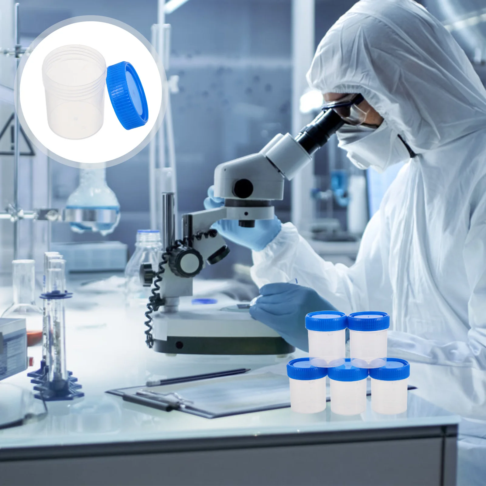 

20pcs Medical Sample Cups 60Ml Graduated Transparent Pee Cups For Urine Pregnancy Tests Lab Use Plastic Specimen Containers With