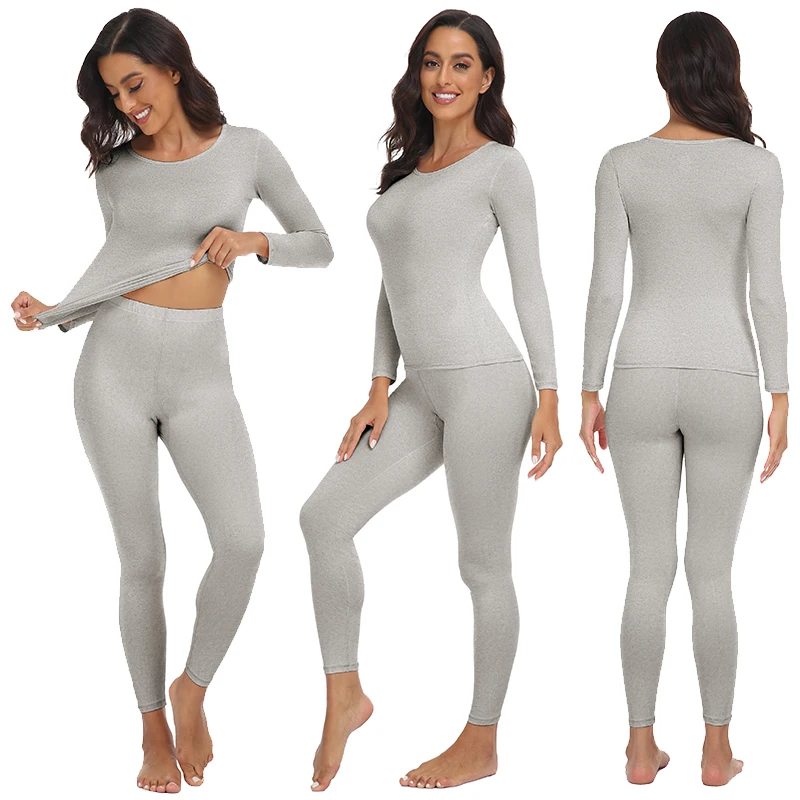 Women Thermal Underwear Set 2 pack Long Johns Ultra Soft Fleece Lined Base Layer Keep Warm Cold Weather Top Bottom﻿