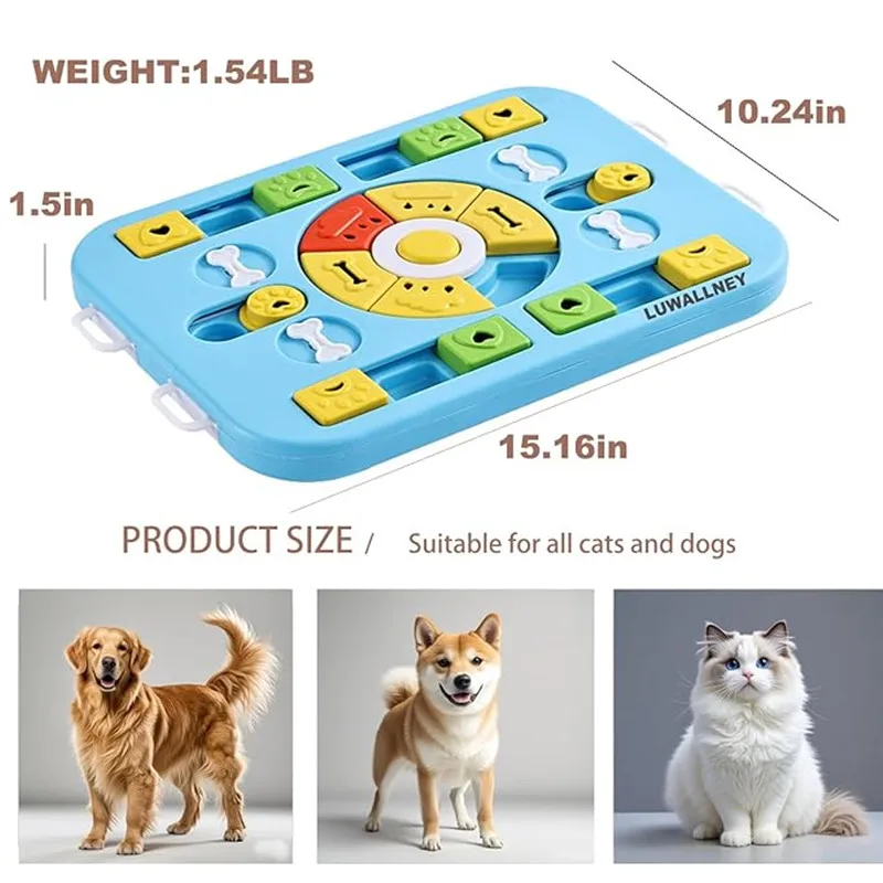 Interaktives Hunde-Puzzle-Spielzeug für große, mittelgroße, kleine Hunde und Katzen, 4-fach spielend, langsamer Futterspender, fördert die Verdauung, leicht zu reinigen