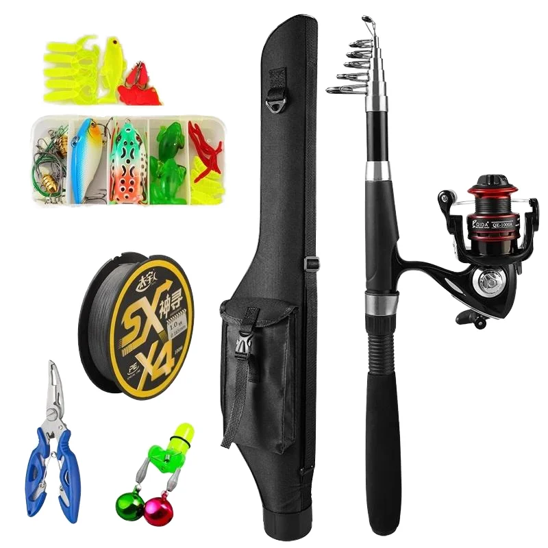 

2pcs 1m Sea Telescopic Carp Fishing Rod and Reel Combo Super Hard Long Range Jigging Spinning Rods