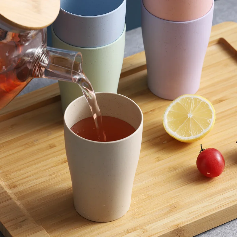 400ml Multi Color Wheat Straw Household Drinking Cup Children's Plastic Mouthwash Simple Anti Drop Drinking Toothbrush Cup A5