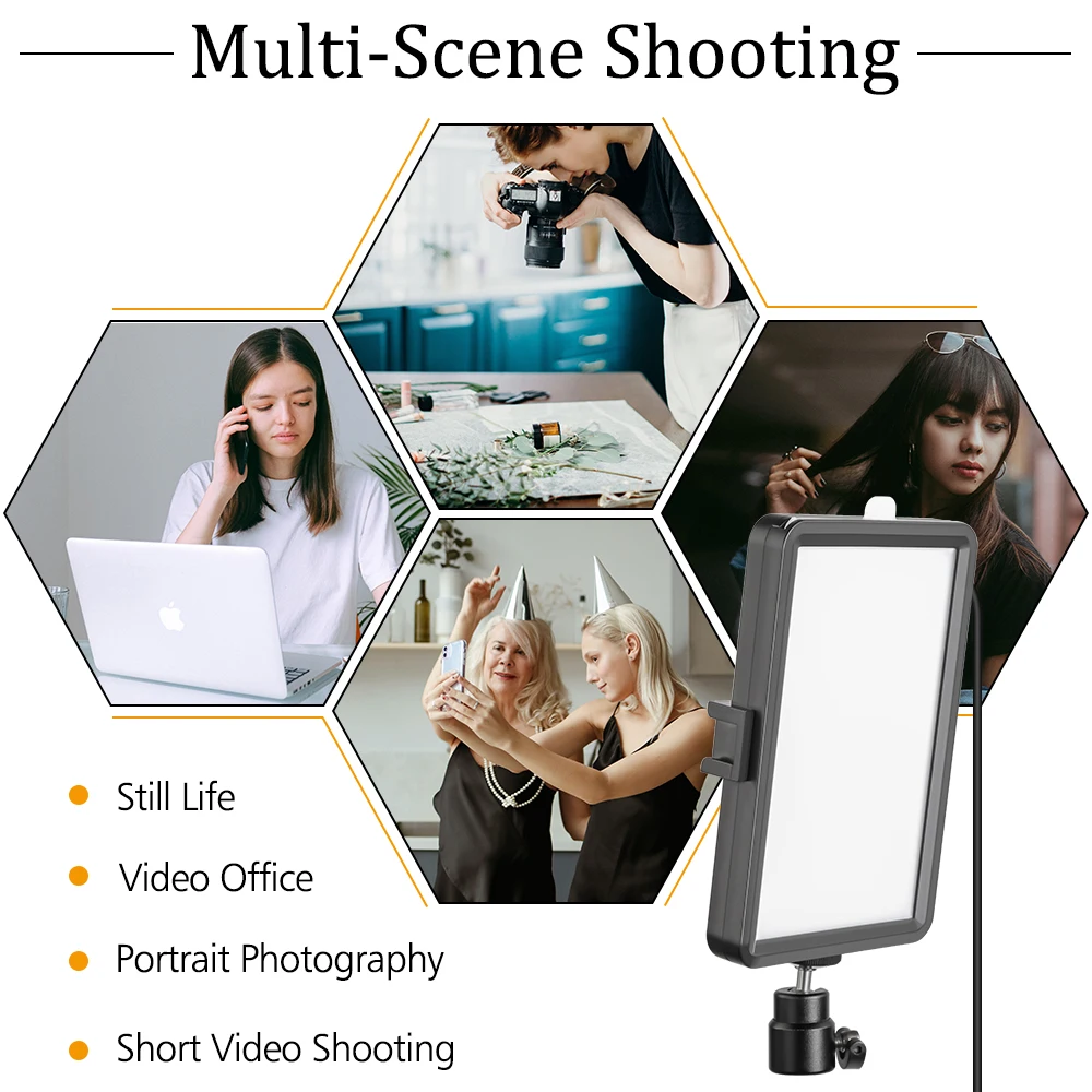 SH 6 inch LED Video Light For Live Streaming Photo Studio Light Panel Photography Dimmable Flat-panel Fill Lamp 3300-5600K