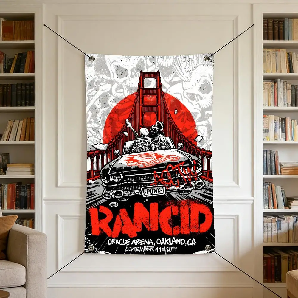 Music R-RANCID Flags Warm Home Flag 4 Grommets Wrinkle Free Indoor Outdoor
