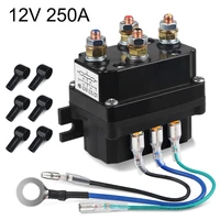 Contactor de relé de solenoide de cabrestante de 12 V / 24 V 250 A con 6 tapas protectoras universales para cabrestante ATV UTV de 1500-5000 libras (250 A)