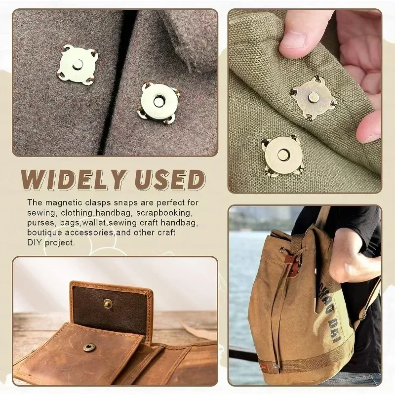 1-10Set Pengencang Jepret Magnetik Kancing Gesper Tas Tangan Dompet Dompet Tas Kerajinan Bagian Mini Gesper Adsorpsi DIY Kerajinan Grosir