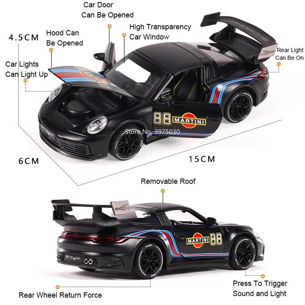 1:32 GTR Martini-modellen Auto's Speelgoed Legering Diecast met lichte muziek Miniatuur sportwagen Terugtrekvoertuigen voor kinderen Educatie