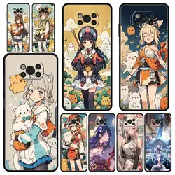 Phone Case For Xiaomi Poco X6 X5 X4 Pro 5G X3 NFC F5 F4 M5 M4 M3 F3 GT C51 C50 C55 Soft Black Cover Genshin Impact Wanderer
