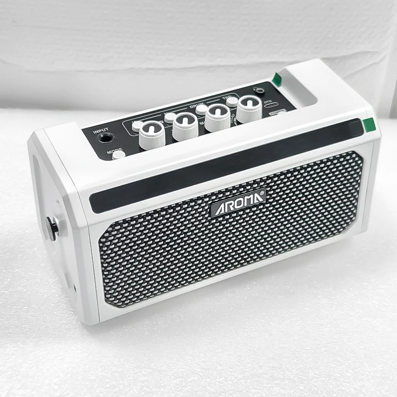 AROMA Guitar Amplifier TG-08 10W with Clean, Delay, Overdrive, Distortion, Metal, 5 Hours Battery Life, Carrying Strap included