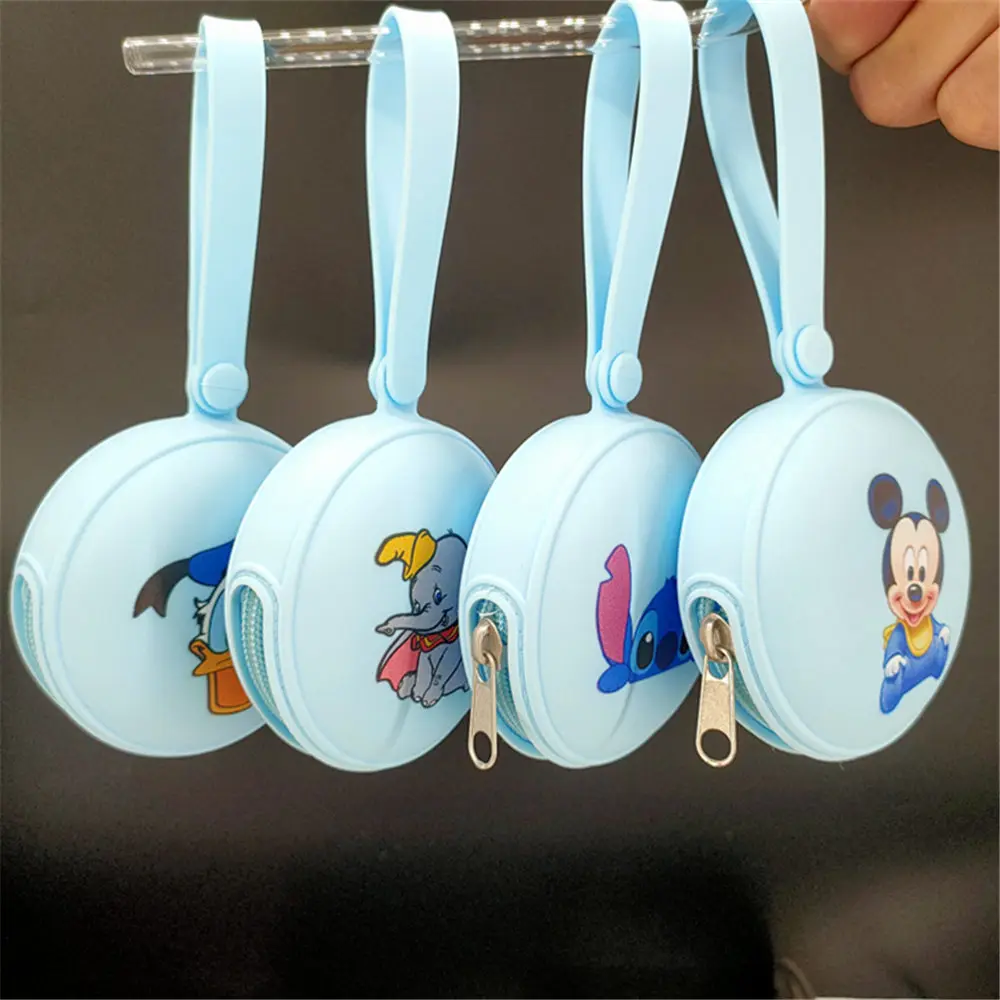 1pcs Minnie mouse Mickey Dumbo Stitch Printed cartoon Silicone Baby Portable Pacifier Bag