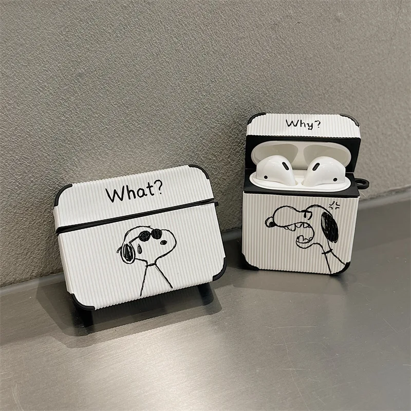 سنوبي الجلود حقيبة سماعة الاذن ل AirPods 1 2 3 Pro سماعة لاسلكية تعمل بالبلوتوث سماعة لينة الغطاء الواقي للصدمات سماعات غطاء