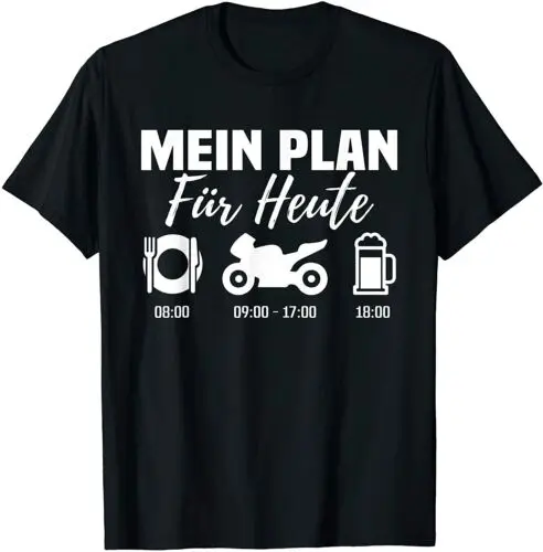 Neu Lustiges Motorrad Tagesplan Bier Motorradfahrer Spruch Premium T-shirt