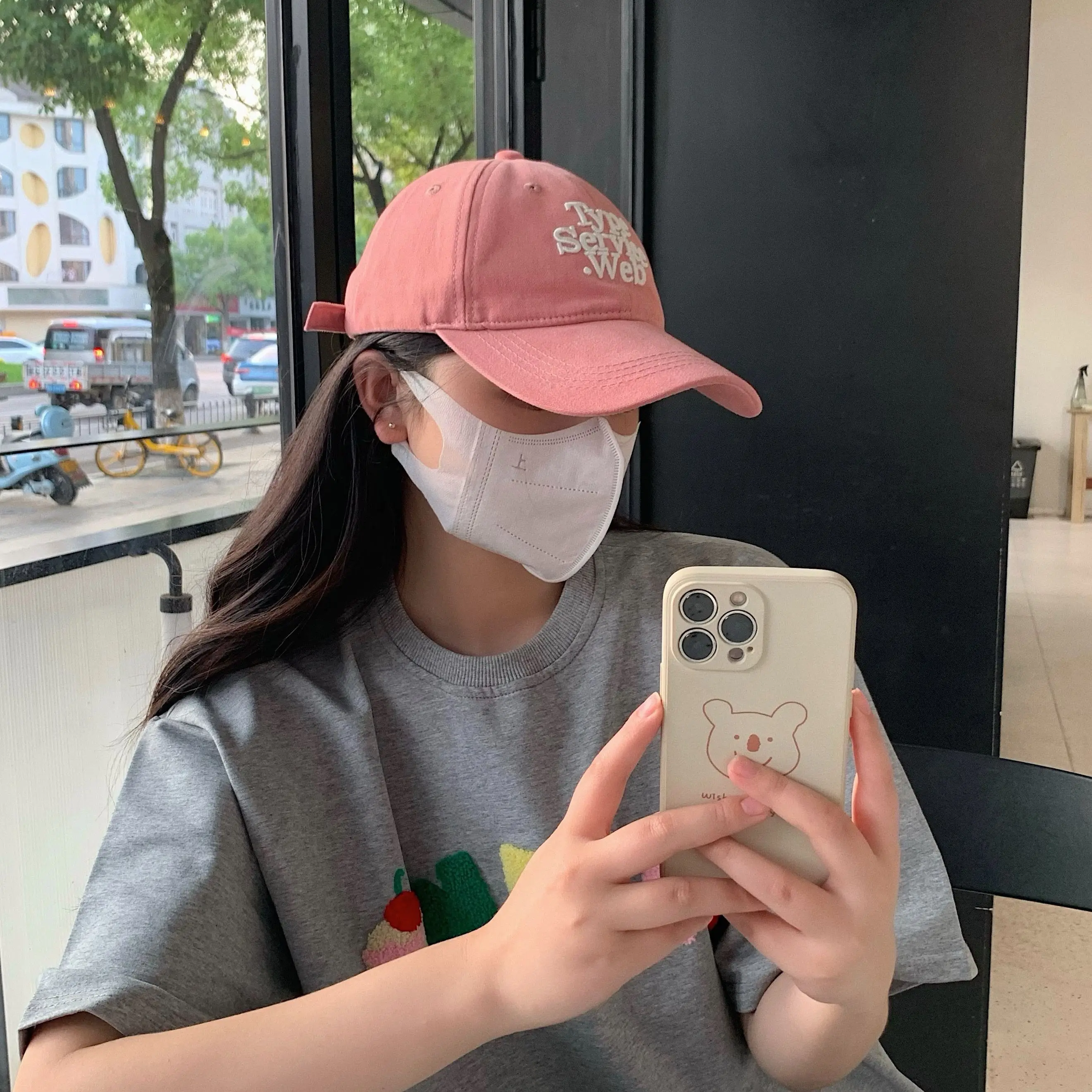 Designer Brand Four Seasons Hat Female Heart Sakura Powder All-match Face Display Small Baseball  Summer Shade Caps for Men 모자