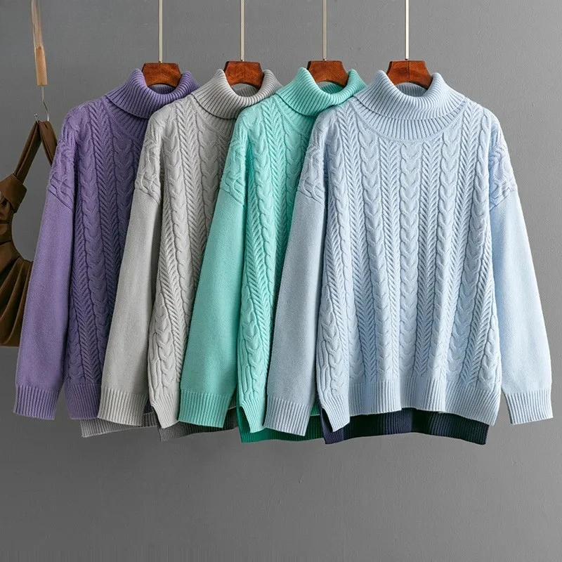 

Color Block Knit Sweater for Women, Two Color Soft Pullover Top, Long Sleeve Loose Winter Fashion Tops