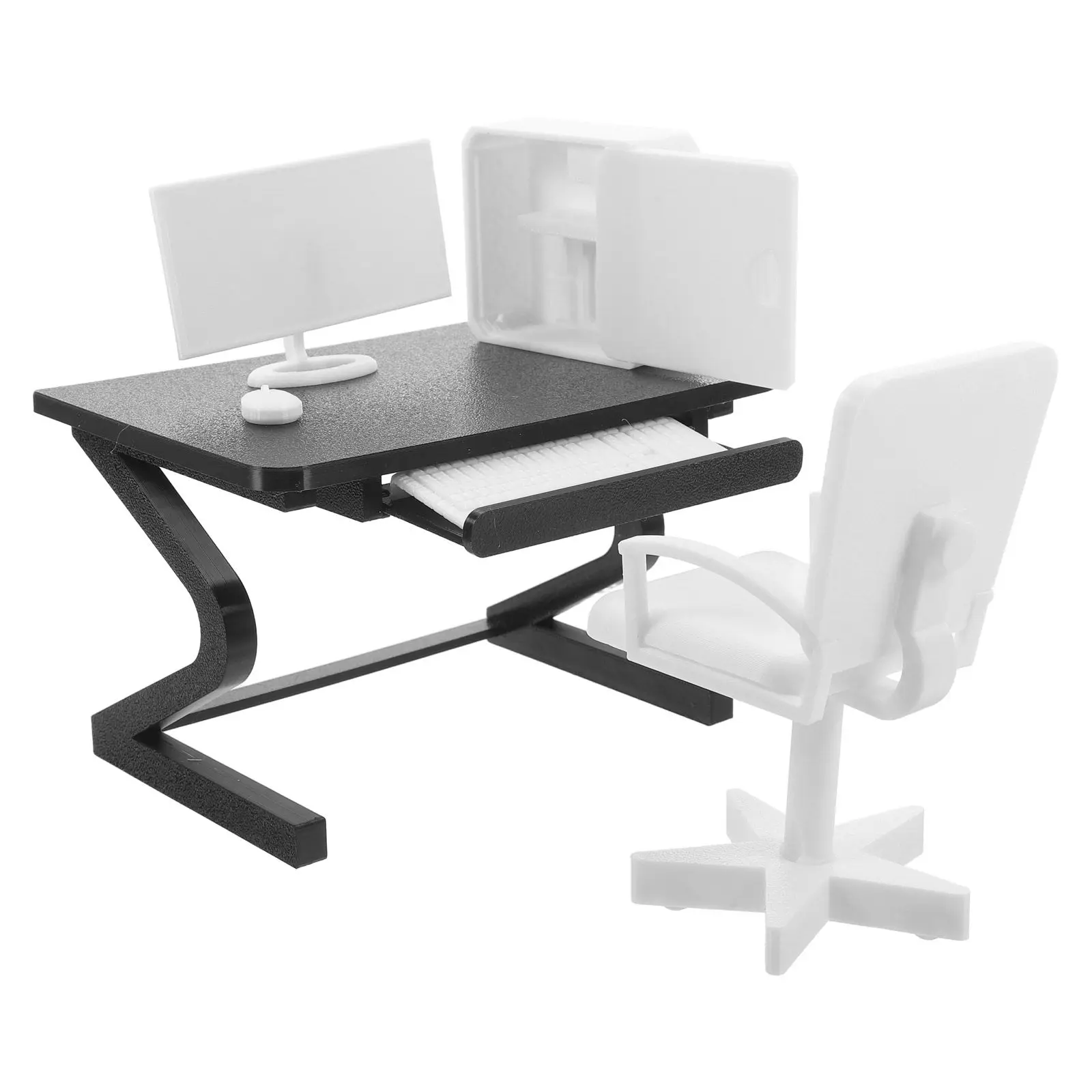 1Set Miniature Office Desk Chair Computer Accessories Realistic 1:12 Scale for Dollhouse Decoration Photography Props