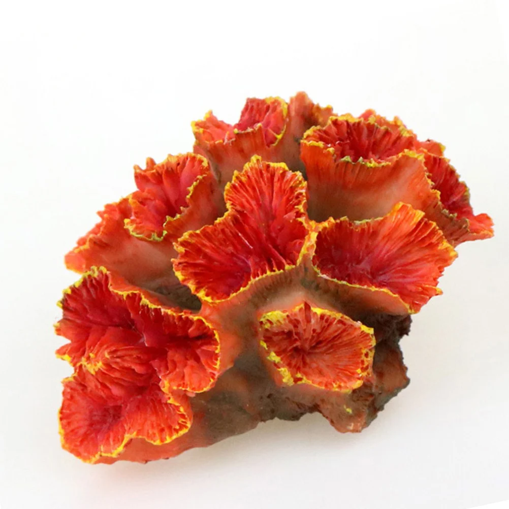 

Artificial Coral Fish Tank Ornament Orange Resin Durable Aquarium Decoration for Fresh Salt Water Artificial Coral