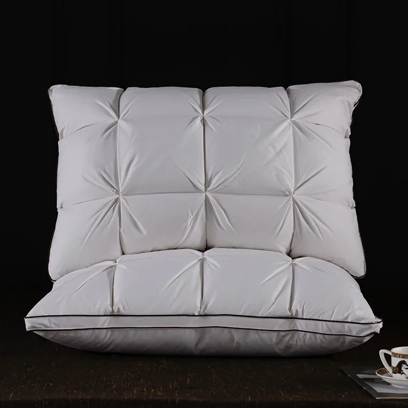 Luxury 3D Bread White Goose Down Feather Pillows for Sleeping Body Neck Protection Bed Pillows Soft Comfort 100% Cotton Cover