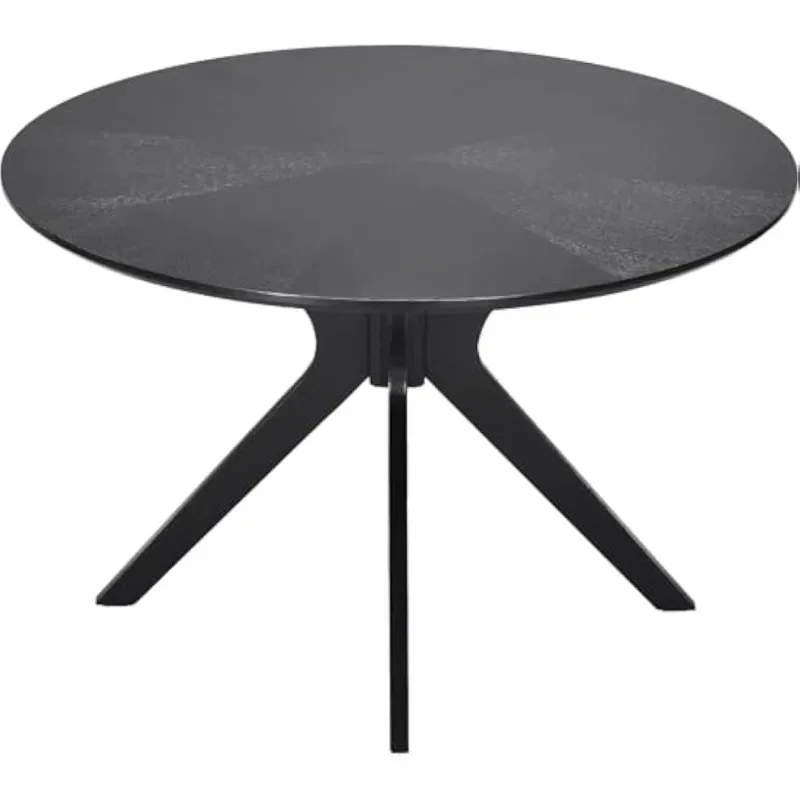 Solid  Kitchen Round Wood Dining Table with Intersecting Pedestal Base,Constructed with A Sturdy Reinforced Frame