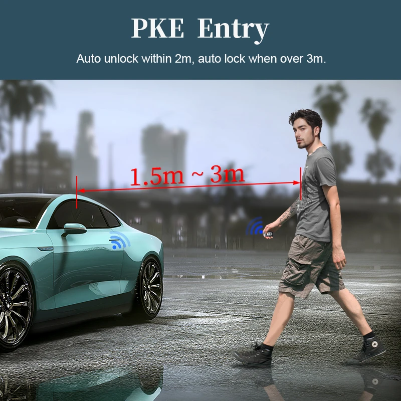 Hippcron Car PKE Keyless Remote Control Entry Start Stop Engine System Push Button Remote  Auto Universal 12V Anti-Theft