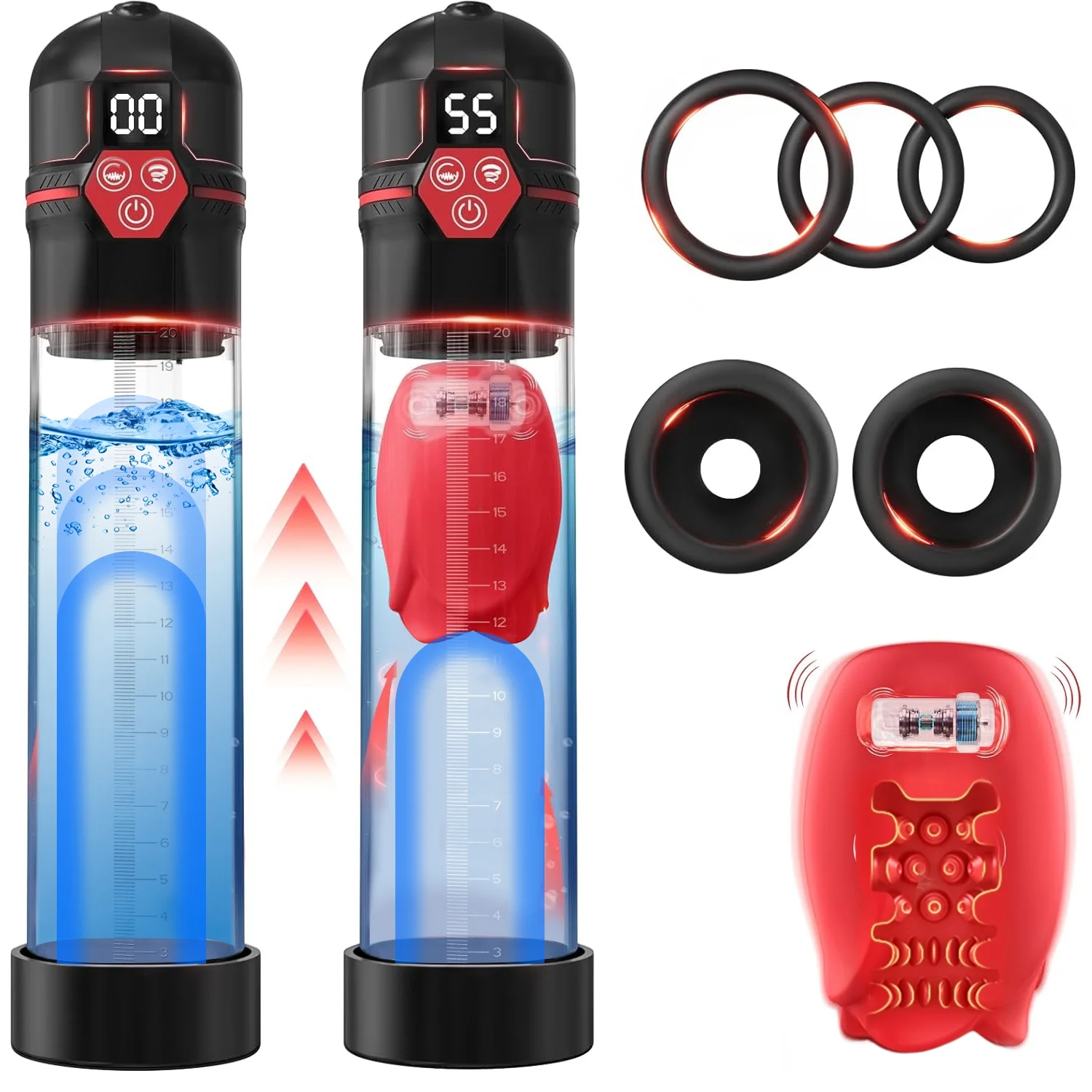 Penis Pump Male Sex Toys Electric Vacuum IPX7 Waterproof LCD Display 4 Pressure Levels 9 Suction Training Penis Extender Bigger_voghion.com