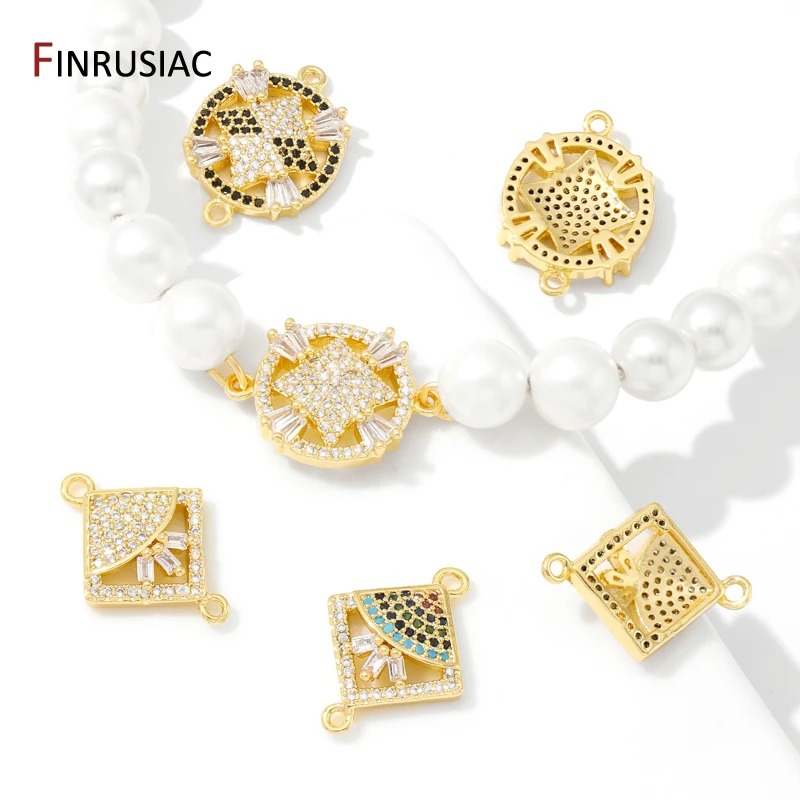 18K Gold Plated Brass Zircon Connector Charms,Connector For Jewelry,Charm Connector For DIY Necklace Bracelet Making Accessories - view 4