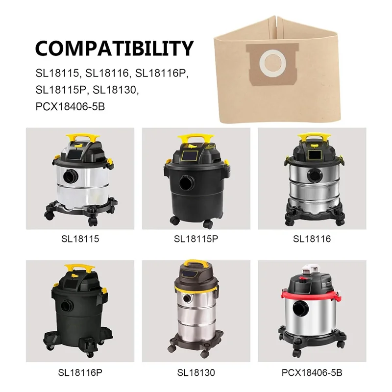 

Мешки для пылесосов ABMH-20X 19-3100, совместимые с пылесосами Stanley от 5 до 6 галлонов для влажной и сухой уборки, одноразовые и многоразовые