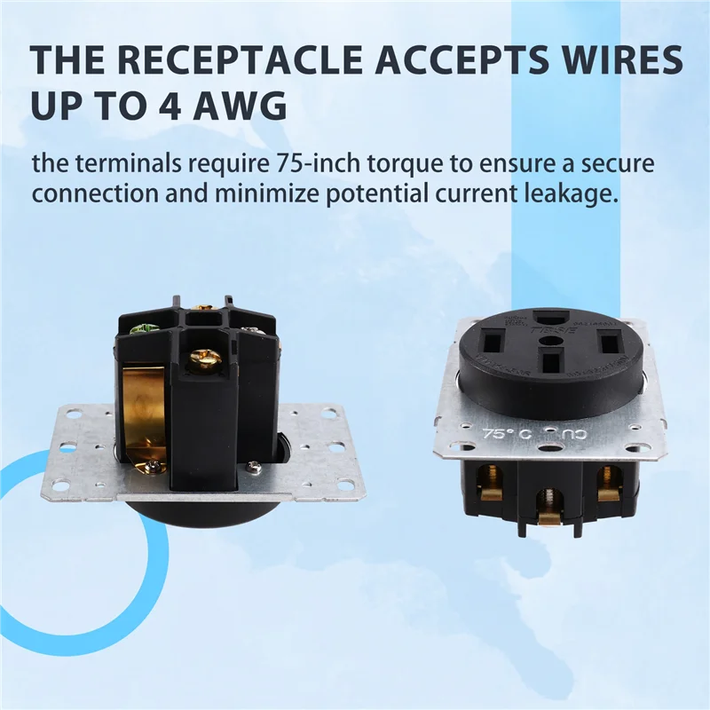 A98E-For Electric Vehicles, Rvs 125/250 Volt 14-50R Receptacle 3-Pole 4-Wire Up To 50 Amps Suitable For Large Appliances