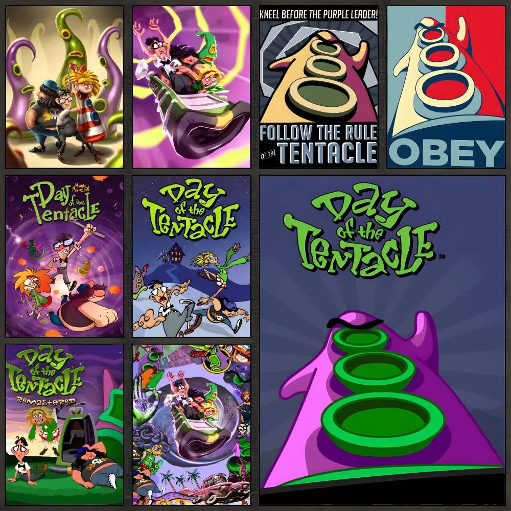 Game Day Of The Tentacle Retro Poster Peel And Stick Wall Art PP Waterproof HD Bedroom Living Room Home Decor Gift