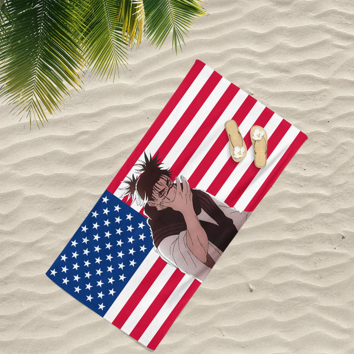 American Flag Anime PrintedTowel,For Travel Gym Sauna Travel Shower Camping Quick Dry Sports Beach Towels Soft