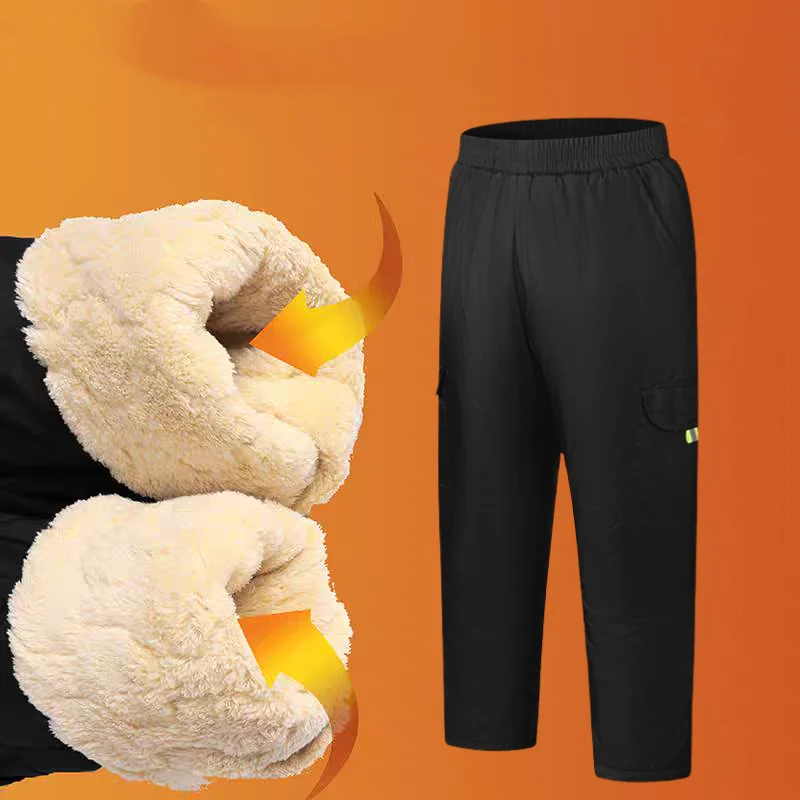 

Semywange зимние штаны для мальчиков и девочек, непромокаемые толстые теплые брюки с хлопковой подкладкой, лыжные штаны, эластичные детские флисовые штаны, плотная одежда