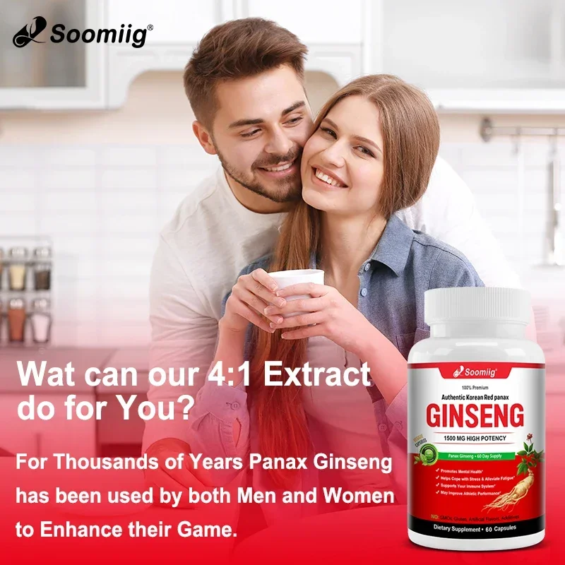 Korean Red Ginseng Capsules - Supports Increased Energy, Mood, Stamina & Performance, Muscle Strength, Ginseng Supplement