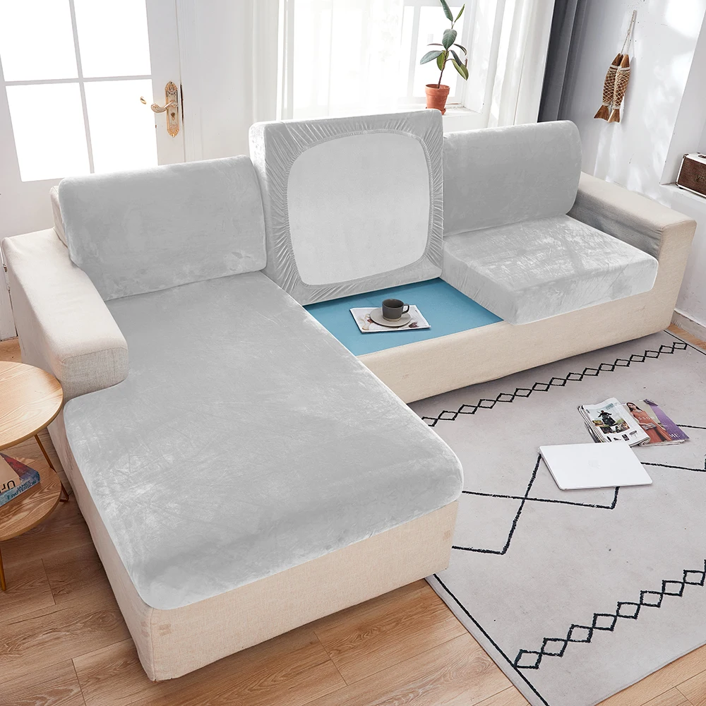 1pc Plush Sofa Slipcover Anti-slip Elastic Sofa Cover for Bedroom Office Living Room Home Decor Couch Cover Furniture Protector image 3