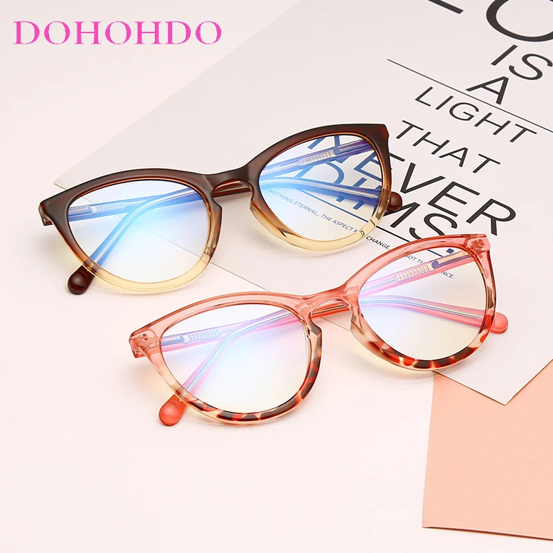 New Luxury Anti Blue Light Glasses Women Cat Eye Eyeglass Optical Frame Clear Lens Computer Gaming Eyewear Female Male UV400