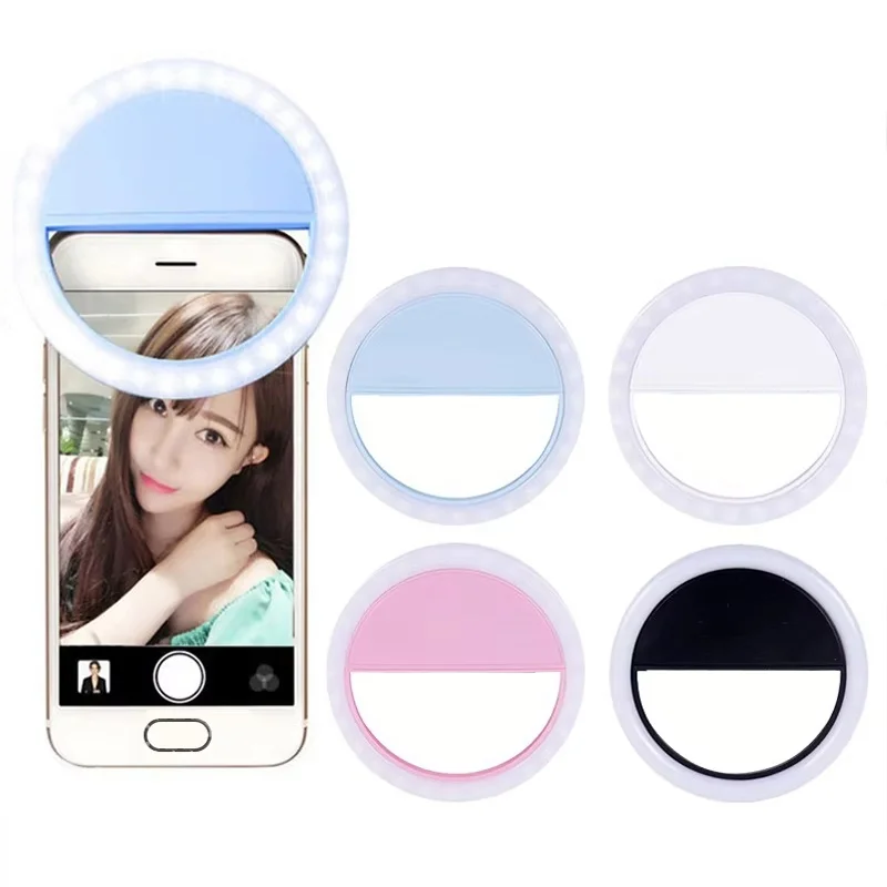 Luz LED portátil para selfies, anillo de luz para selfies, lente para teléfono móvil, luz para selfies con clip para iPhone, Xiaomi, video en vivo