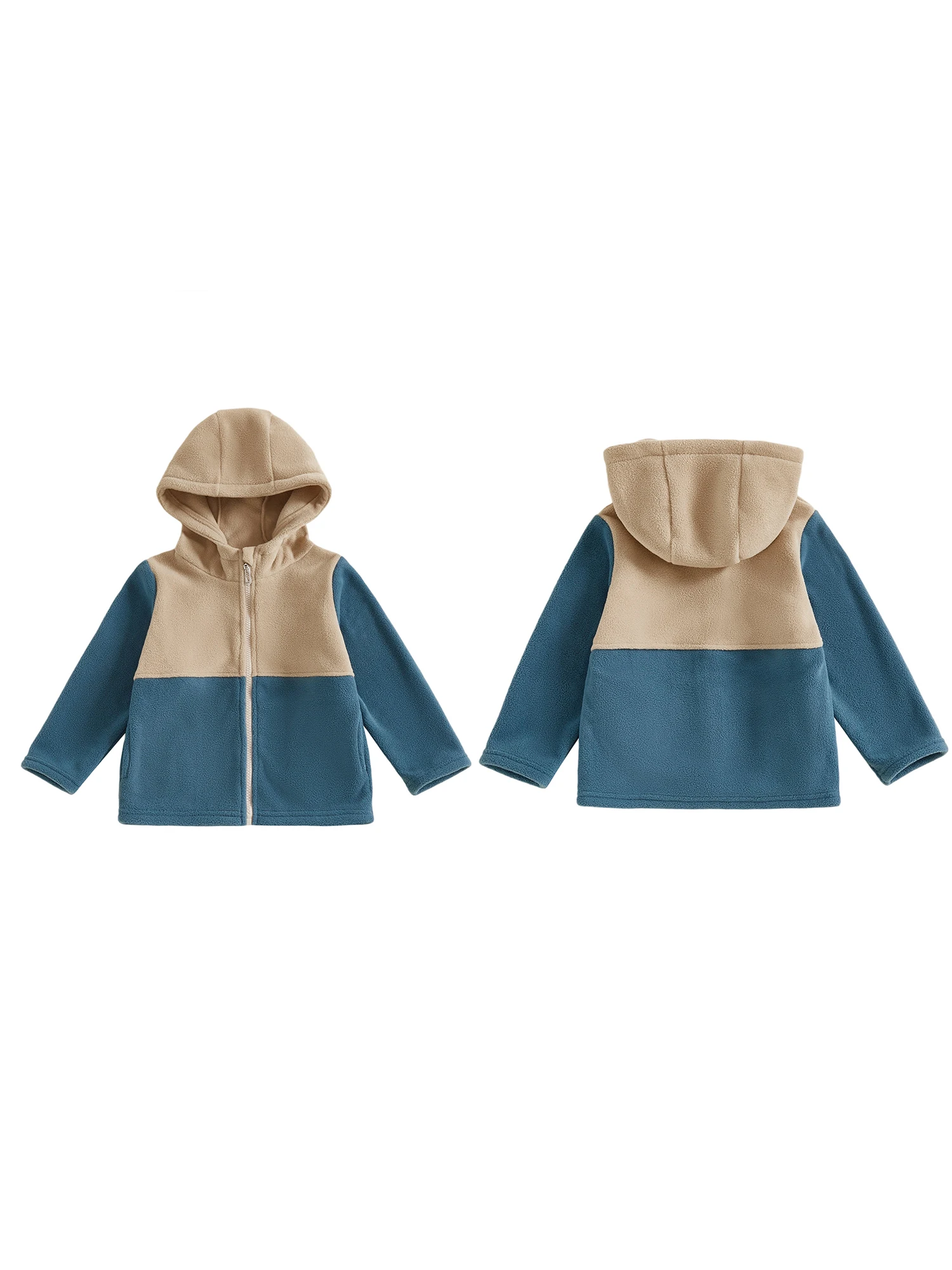 Kids Winter Jacket with Fleece Lining and Detachable Hood Warm Zip Up Coat with Pockets for Boys and Girls