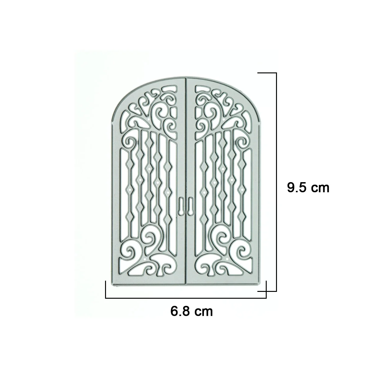 Matryca do cięcia metalu na ręcznie robioną okładkę pocztówki otwierana żelazna brama wzór dziurkacz ozdobny do papieru wyciąć kartka z życzeniami