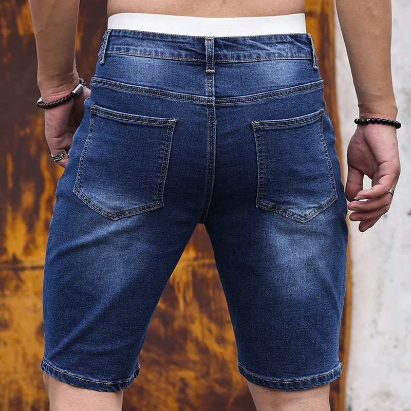 2026 Mens Stretch Denim Shorts Summer Casual Slim Fit Jeans Shorts Lightweight Comfortable Streetwear Y2K Fashion Vacation view 5