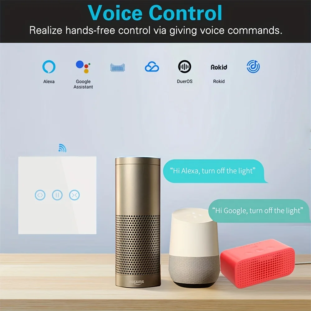 Cerhot Tuya Alexa European/British Standard Wi-Fi Shutter Curtain Voice Remote Control Touch Panel  Smart Switch Wireless Plug