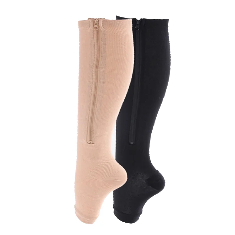 Knee High Socks Medical Copper Stockings Toeless Knee High Side Compression Compression Socks Zip Sox for Women Men