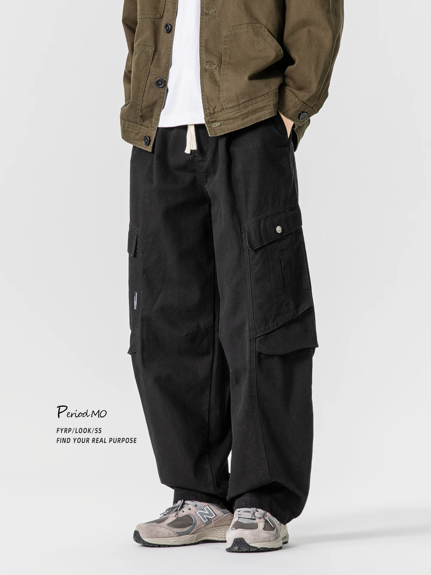 

FYRP American Retro Work Pants Men's Loose Straight Leg Casual Trousers Spring Autumn Multi-ket Functional Faionable Brand