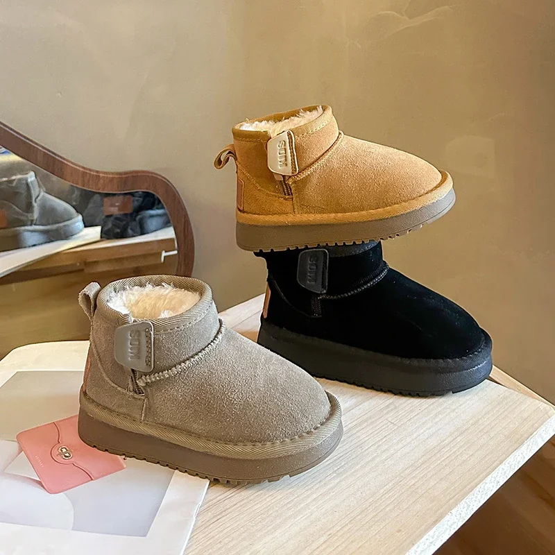 kids-ankle-boots-korean-style-soft-bottom-children-snow-boots-versatile-non-slip-2025-winter-new-girls-warm-boots-with-thick-fur