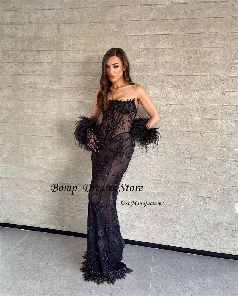 formal dresses with boning Ink Blue Strapless Satin Corset Dress With Exposed Boning And Beading